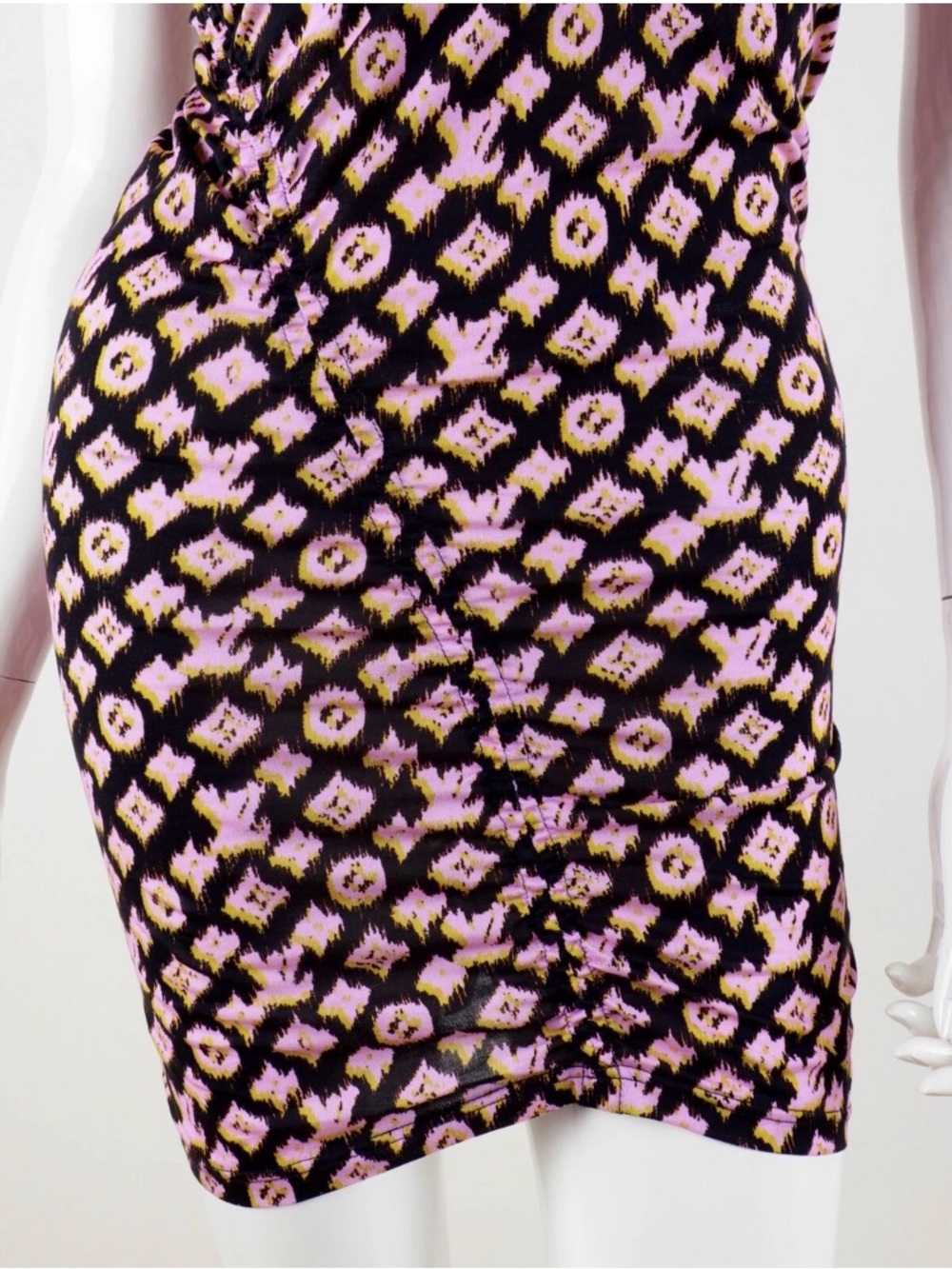 Louis Vuitton ICONIC SS 2011 Blurred Monogram Ruched Mini Dress- Size Small - Picture 2 of 13